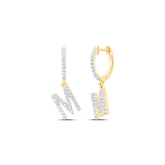 1/3CTW-DIA NK GIFT INITIAL "M" DANGLING EARRING